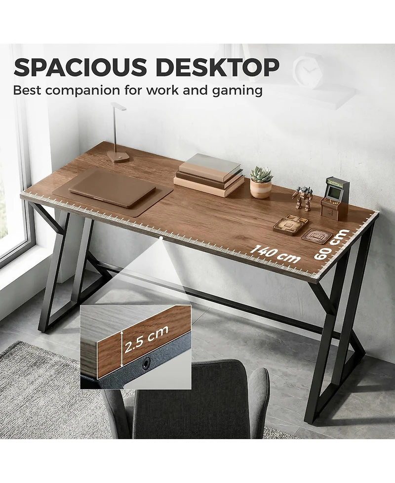 Homcom 55 Inch Computer Desk, Industrial Writing Desk with Z-Shaped Leg