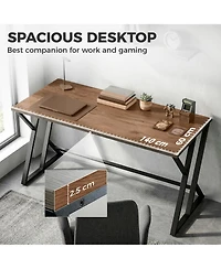 Homcom 55 Inch Computer Desk, Industrial Writing Desk with Z-Shaped Leg