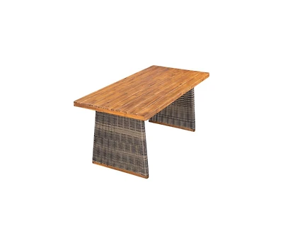 sumyeg Outdoor Acacia Wood Dining Table with Wicker Accent