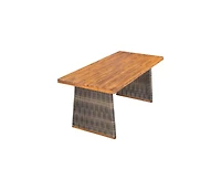 sumyeg Outdoor Acacia Wood Dining Table with Wicker Accent