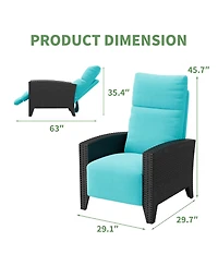 homfan 150degree(s) Adjustable Reclining Patio Chair - Lay-Flat Outdoor Lounge, Turn over-Up Side Table, Removable Cushion