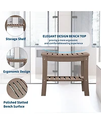 homfan Hdpe Waterproof Shower Bench with Storage Shelf – Non-Slip, Sturdy Bathroom Stool Supports up to 400lbs – Safe, Comfortable Bath Seat