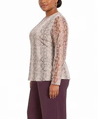 Coin 1804 Plus Python Mesh Long-Sleeve Top