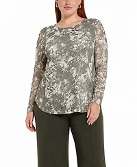 Coin 1804 Plus Python Mesh Scoop Neck Top