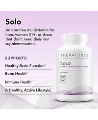 Theralogix Solo Multivitamin and Multimineral Supplement -90-Day Supply - Iron-Free Multivitamin - Vitamin D3, Vitamin C and B Vitamins