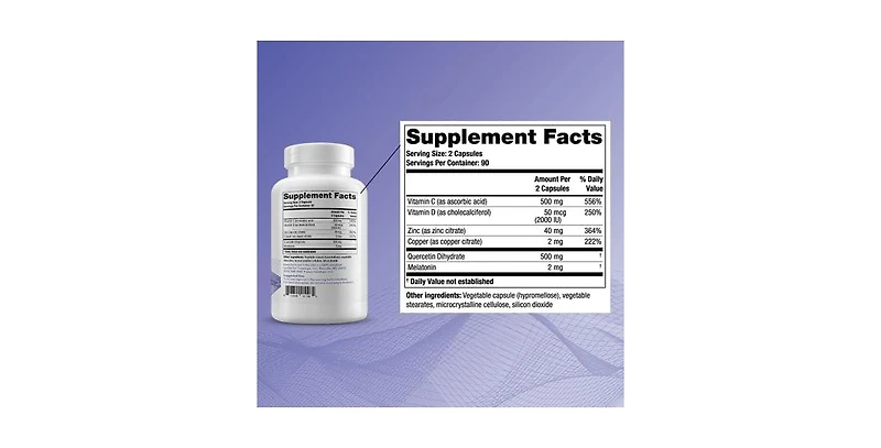 Theralogix Theravir Immune Support Supplement - 90-Day Supply - Includes Vitamin D3, Vitamin C, Zinc, Quercetin and Melatonin - Nsf Certified