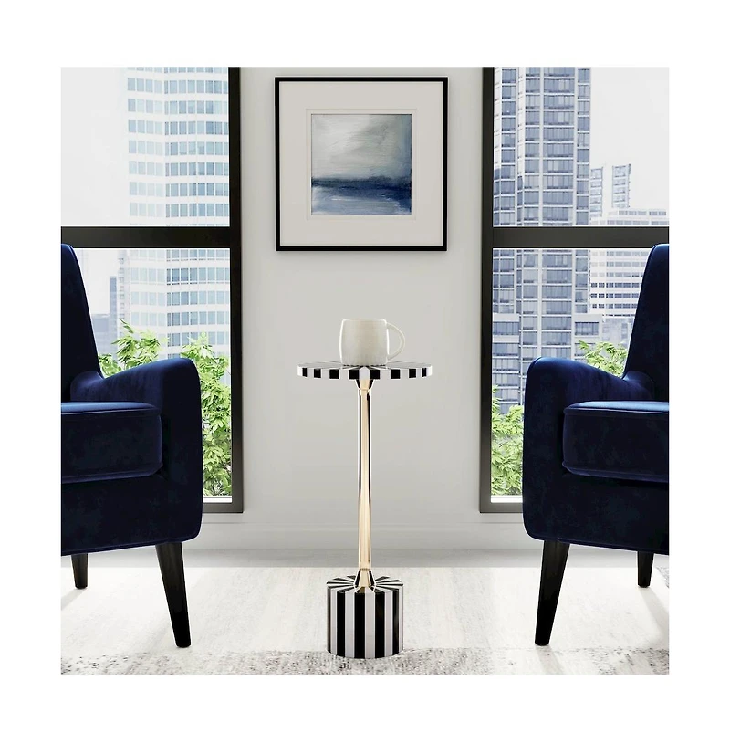Butler Specialty Zane Brass and Bone Inlay Side Round Side Table