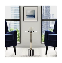 Butler Specialty Zane Brass and Bone Inlay Side Round Side Table