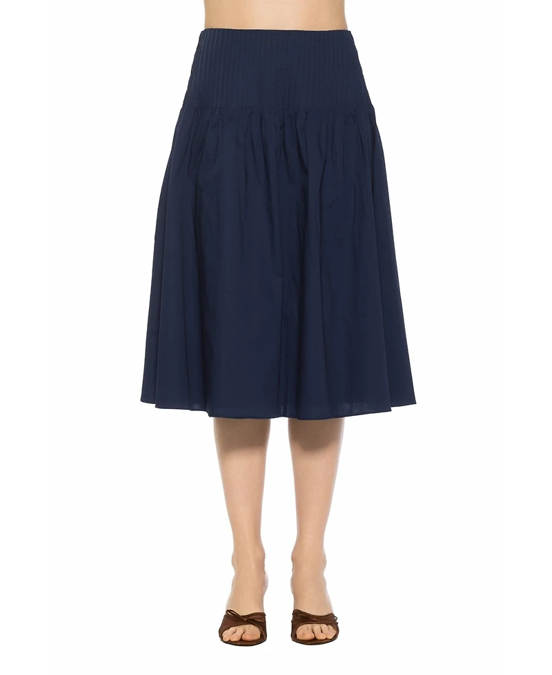 Alexia Admor Women's Esme Pintuck Waist Full Poplin Skirt
