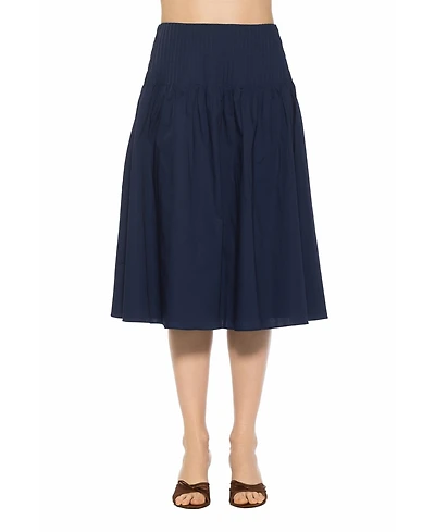 Alexia Admor Women's Esme Pintuck Waist Full Poplin Skirt