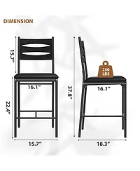 homfan Modern Counter Height Bar Stools Set of 4 - Wooden Dining Chairs with Faux Leather Upholstery, Ideal for Kitchen Island, Dining Room