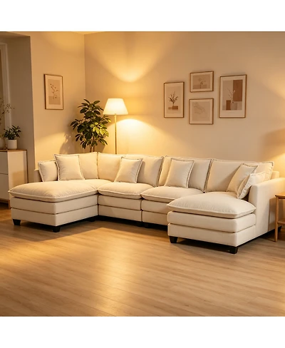 Streamdale Furniture Faux Leather Chesterfield Sofa with Nailhead Trim and 2 Pillows