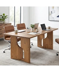 Tribesigns Solid Wood Conference Table, Modern Farmhouse Rectangular Meeting Table With Unique Open Legs For Conference Room, Home Office