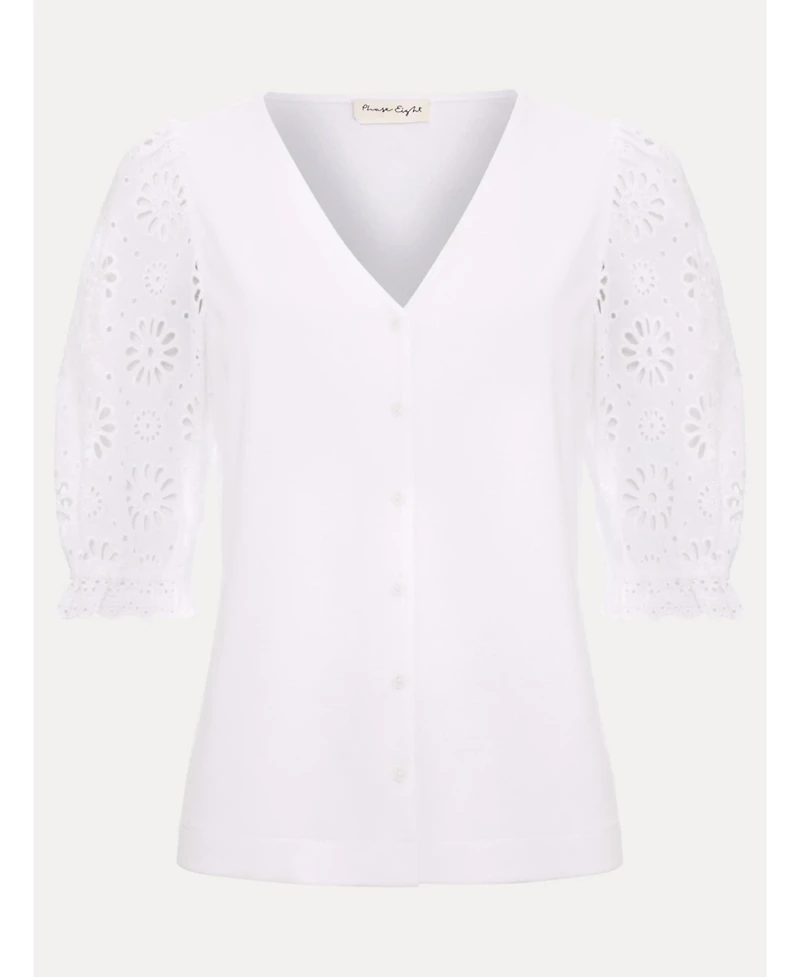 Phase Eight Women's Eleanor Floral Eyelet Detail Top