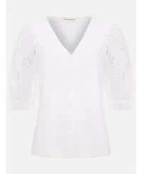 Phase Eight Women's Eleanor Floral Eyelet Detail Top