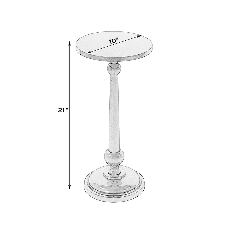 Butler Specialty Sterling 10 in. W Round All Metal Pedestal Base End Table