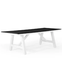 WestinTrends 90" Hdpe Rectangle Outdoor Patio Dining Table With Umbrella Hole and Metal Frame