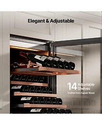 Ca'Lefort 24 inch Wine Cooler Refrigerator 166-Bottle,Freestanding/Built-In Wine Fridge 3LED stainless steel for Home/Office
