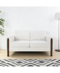 Streamdale Furniture Faux Leather Chesterfield Sofa with Nailhead Trim and 2 Pillows