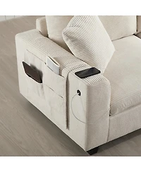 Streamdale Furniture '' U-Shaped Modular Corduroy Sectional Sofa with Storage and Usb Charger