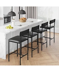 homfan Set of 2 Swivel Counter Height Bar Stools, Metal Frame Upholstered Chairs with Backrest and Footrest, Easy Assembly for Indoor Leisure Spaces