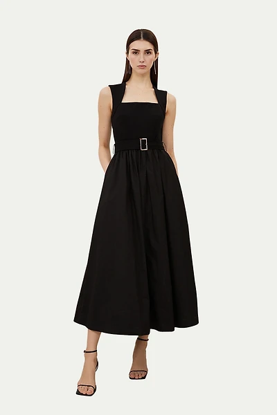 Karen Millen Women's Square Neck Belted Maxi Dress