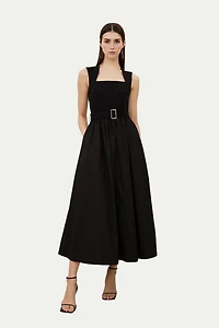 Karen Millen Women's Square Neck Belted Maxi Dress
