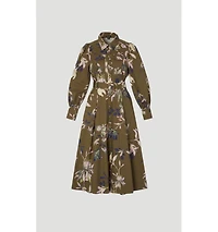 Karen Millen Women's Floral Cotton Sateen Midi Shirt Dress