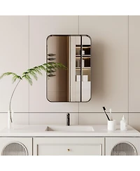 Phying Recessed Metal Framed Medicine Cabinet with Mirror and Adjustable Shelves Black Wall Mirror with Storage for Bathroom