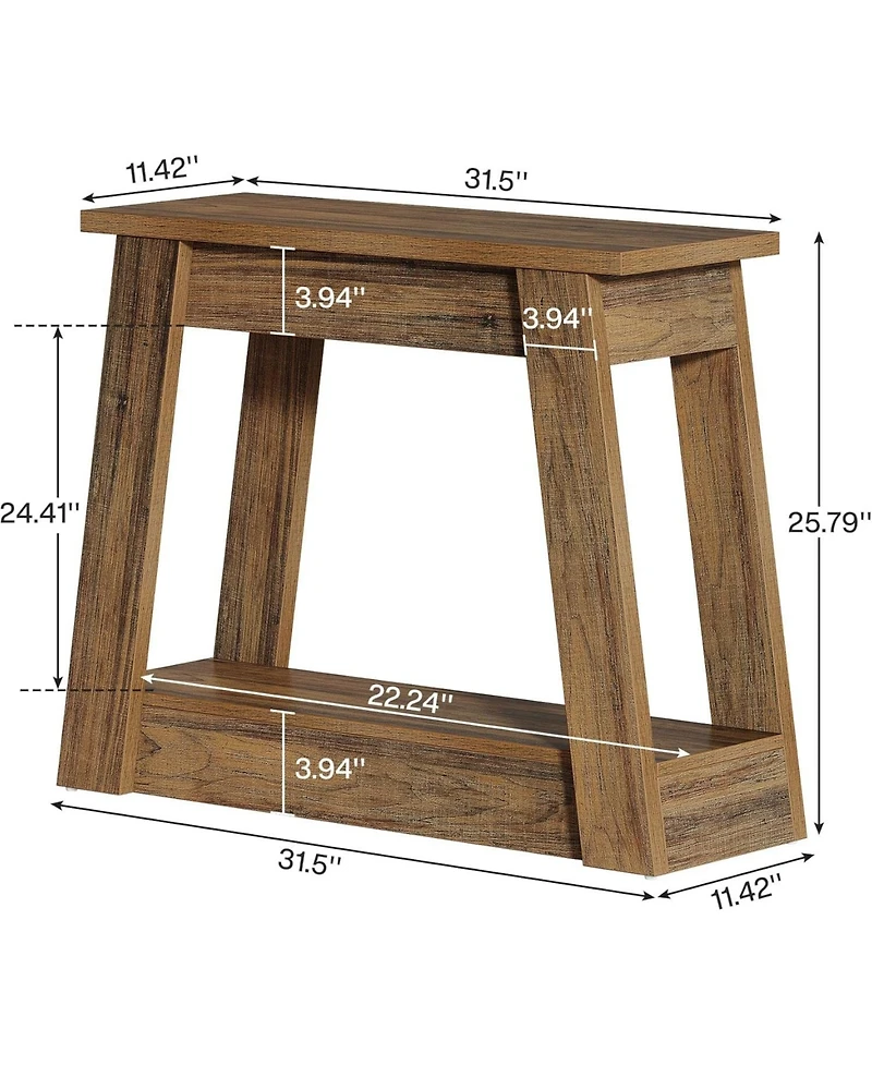 Tribesigns 2-Tier Wood End Table, Small Side Table with 2 Storage Shelves, Rustic Accent Narrow Nightstand for Living Room, Bedroom