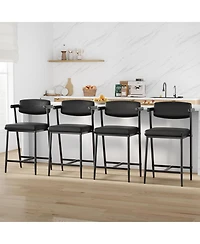homfan 4 Set of Modern 26-Inch Counter Height Bar Stools, Wide Upholstered Seat with Arms and Back,Easy Assembly for Kitchen Island and Bar