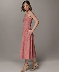 Donna Karan New York Women's Sleeveless Floral Sweetheart Midi Dress