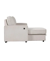 Streamdale Furniture Upholstery Sleeper Sectional Sofa with Storage, Usb Port, and 2 Cup Holders