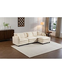 Streamdale Furniture 3-Seat Sectional Sofa with Ottoman and Waist Pillows