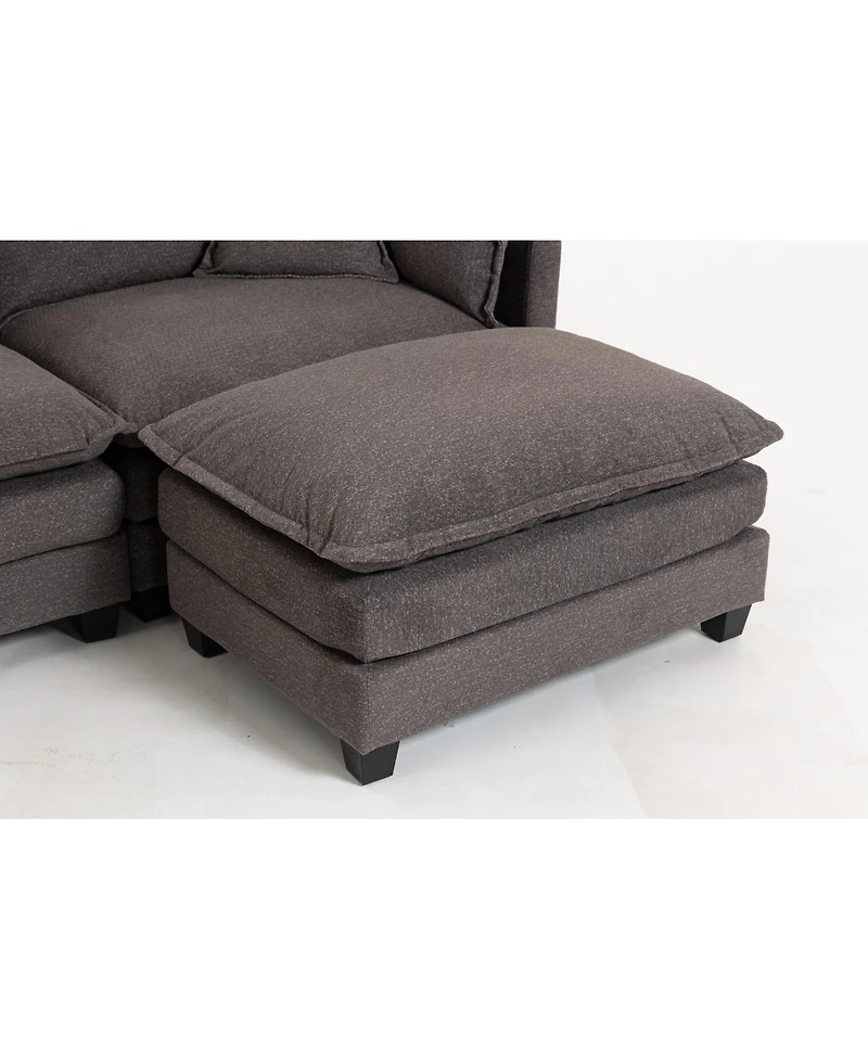 Streamdale Furniture 3-Seat Sectional Sofa with Ottoman and Waist Pillows