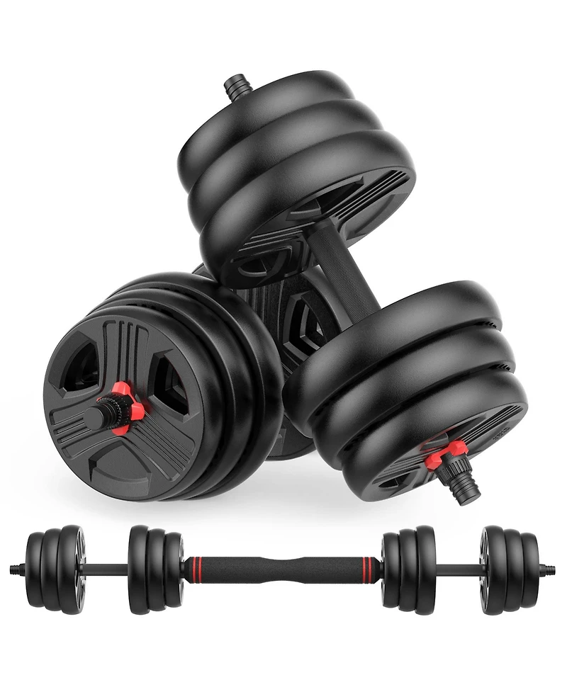 Fed Fitness Adjustable Dumbbells Set, 30LB (15 Lb Pair) Free Weight Set with Connector, 2 in 1 Dumbbells Set Used as Barbell, Kettlebells