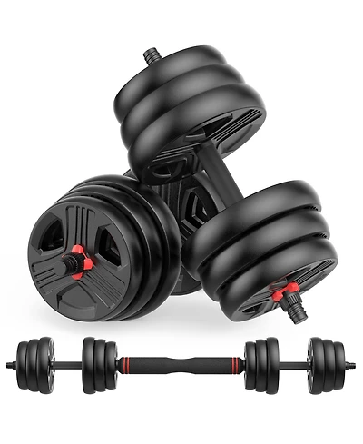 Fed Fitness Adjustable Dumbbells Set, 30LB (15 Lb Pair) Free Weight Set with Connector, 2 in 1 Dumbbells Set Used as Barbell, Kettlebells