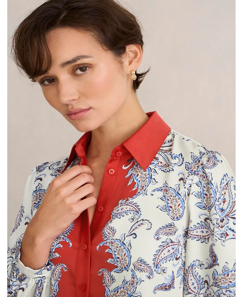 Hobbs London Women's Dannie Cinched-Waist Collard Shirt