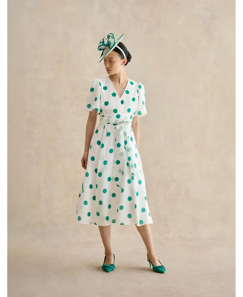 Hobbs London Women's Barrington Polka Dot Midi Dress