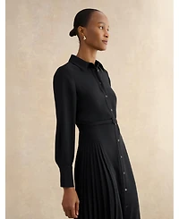 Hobbs London Women's Ginny Belted Pleated Midi Shirt Dress