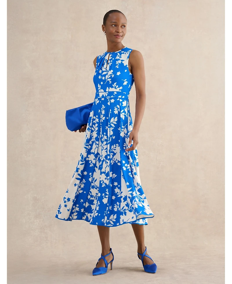 Hobbs London Women's Angelica Pleated Fit-Flare Midi Dress