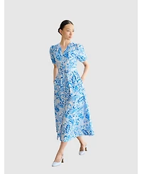 Hobbs London Women's Libby Short Sleeve V-Neck Midi Dress