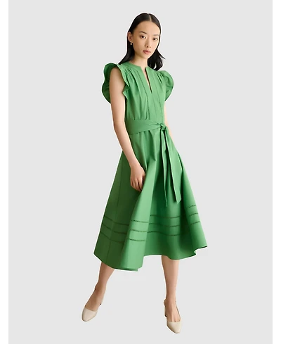 Hobbs London Women's Vanessa Ruffle Sleeve Midi Dress