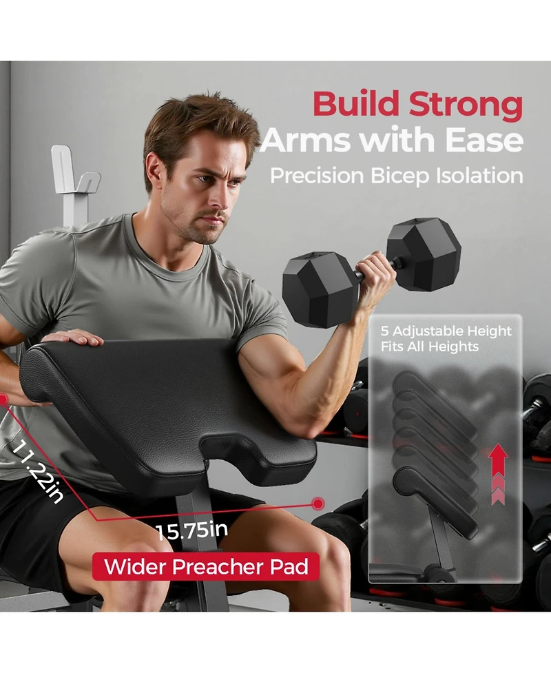 Fed Fitness Olympic Adjustable Weight Bench, 47IN Rack Width with Bench Press Rack, Multi-Functional Workout Equipment