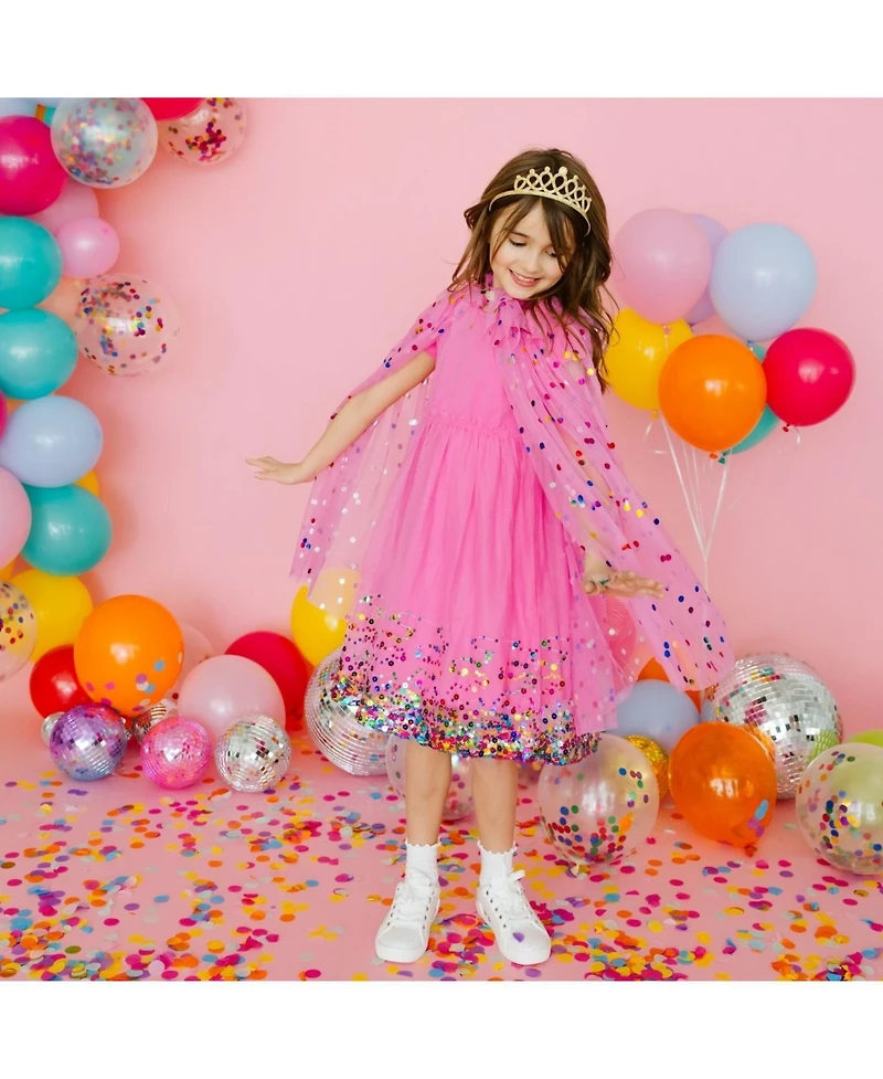 Sweet Wink Little Girls Raspberry Confetti Short Sleeve Tutu Dress