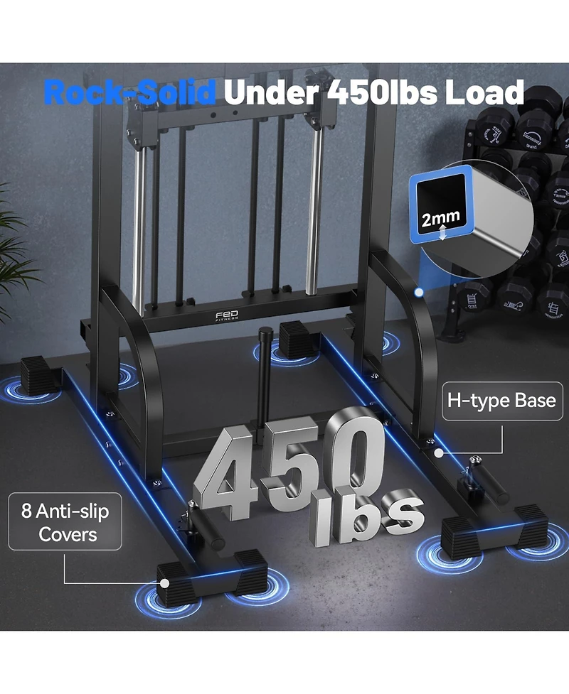 Fed Fitness 440LBS Assisted Pull Up Power Tower, Adjustable Resistance Dip Station with 2-in-1 Backrest, Multi-Function Strength Training Equipment