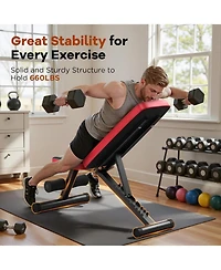 Fed Fitness Foldable Adjustable Weight Bench, 660LBS 8-Position Incline Bench for Chest Shoulder Home Gym