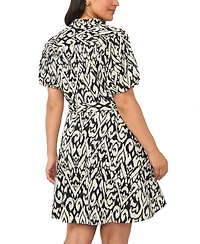 Vince Camuto Plus Size Puff-Sleeve Belted Mini Dress