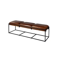 Butler Specialty Kane 62 in. W Leather and Iron Accent Bench