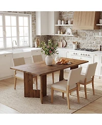 Tribesigns Solid Wood Dining Table, Farmhouse Kitchen Table for 4-6 People, Large Rustic Dining Room Table, Walnut